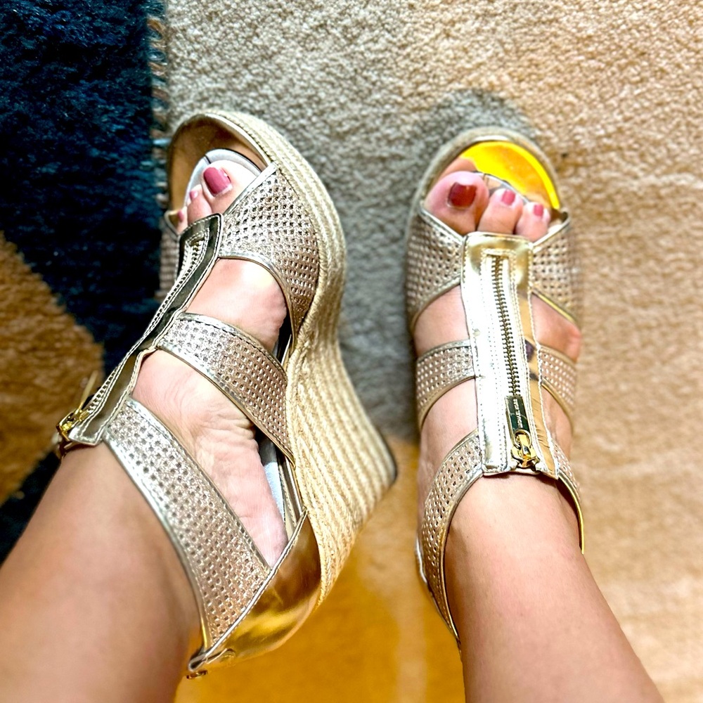Muchael Kors Gold Wedges 8.5